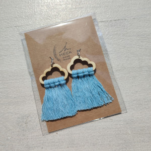 Kolczyki boho makrama wiszące lekkie - NIEBIESKIE CHMURKI