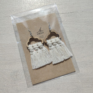 Kolczyki boho makrama wiszące lekkie - BIAŁE CHMURKI