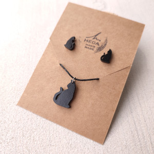 Zestaw kolczyki i zawieszka - koty, kotki (model 2) Halloween, dla kociary