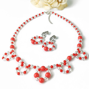 Malinowy komplet z klipsami