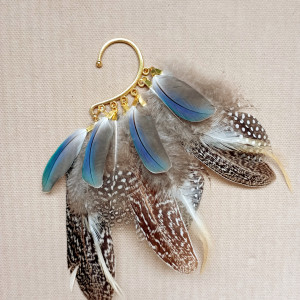 Nausznica zausznica z piór boho hippie indiańskie pióra naturalne