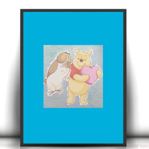 Kubuś Puchatek plakat A4, obrazek z Kubusiem Puchatkiem i Sową, bajkowe plakaty dla dzieci, plakat dla dziewczynki, plakat dla chłopca, plakaty do dziecięcego pokoju, posters a4, miś plakat