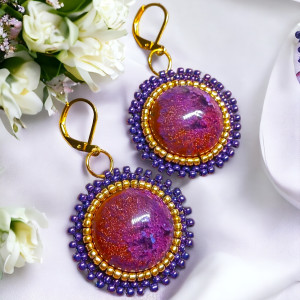 ❤Ręcznie szyte kolczyki z żywicą 3D❤