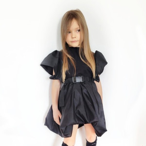 Sukienka dziewczęca czarna z paskiem