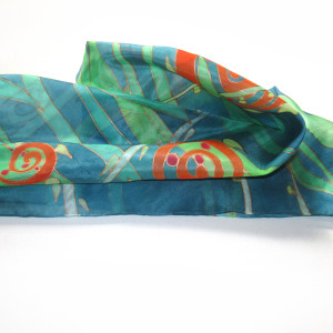 Kolorowa Roślinna X, duża chusta jedwabna malowana
