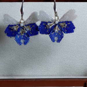 Kolczyki koralikowe "Szafirowe orchidee"