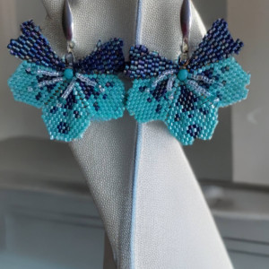 Kolczyki koralikowe "Błękitne orchidee"