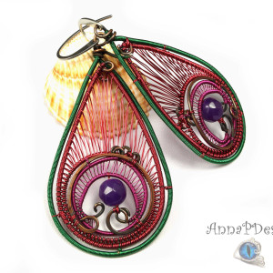 Pawie oko, Miedziane kolczyki w kształcie pawiego oczka, ręcznie wykonany, prezent dla niej, prezent dla mamy, prezent urodzinowy, biżuteria