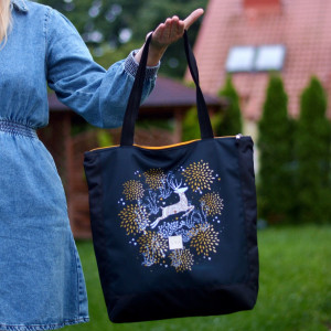 Torba shopper wodoodporna duża torba na ramię damska torebka shopperka renifer