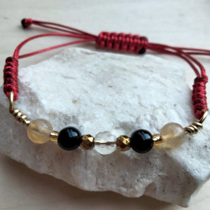 Bransoletka z czarnym turmalinem, kryształem górskim i cytrynem