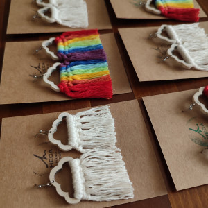 Kolczyki boho makrama wiszące lekkie - BIAŁE CHMURKI