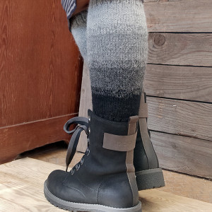 Czarno-szare getry na nogi, wełna i alpaka