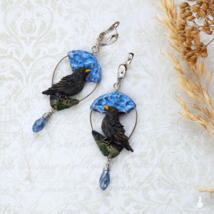 Kolczyki z ptakiem kosem
