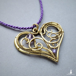 Wisior serce z ametystem