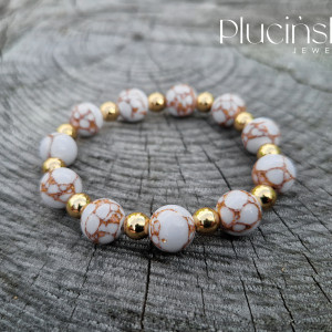 Bransoletka ze Złotym howlitem i Hematytem
