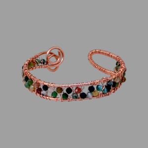 Niepowtarzalna bransoletka z Agatów Indyjskich i miedzi