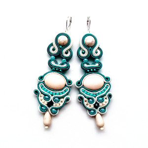 Ecru&Emerald kolczyki sutasz