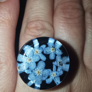 Pierścionek z niezapominajkami, pierścień, kwiaty, niezapominajką