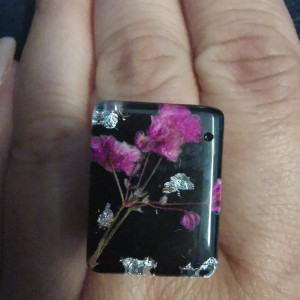 Pierścionek z gipsówką, gipsówka, suszone kwiatki, prezent