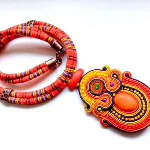 Naszyjnik sutaszowy Masai Orange