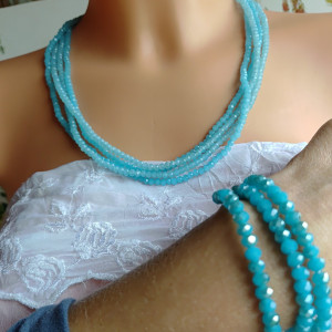 Naszyjnik Turkusowe Kryształki nasz24.75