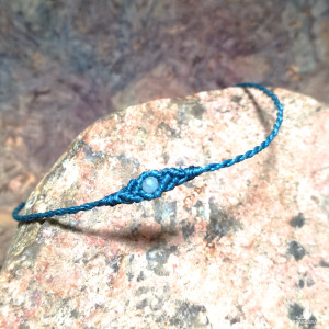 PEŁNIA awenturyn w makramie delikatna bransoletka turkusowa mikro makrama