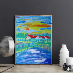 obraz olejny kolorowy lato w pełni