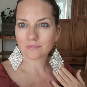 Kolczyki boho dlugie lekkie azurowe