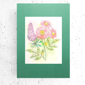 retro plakat A3, retro grafika na ścianę, 30x40 plakat z kwiatkami, botaniczny plakat, kwiaty plakat, vintage obrazek do domu, A3 plakat z kwiatkami, bukiet plakat na ścianę