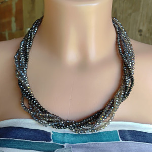 Naszyjnik Szare Kryształki nasz24.76