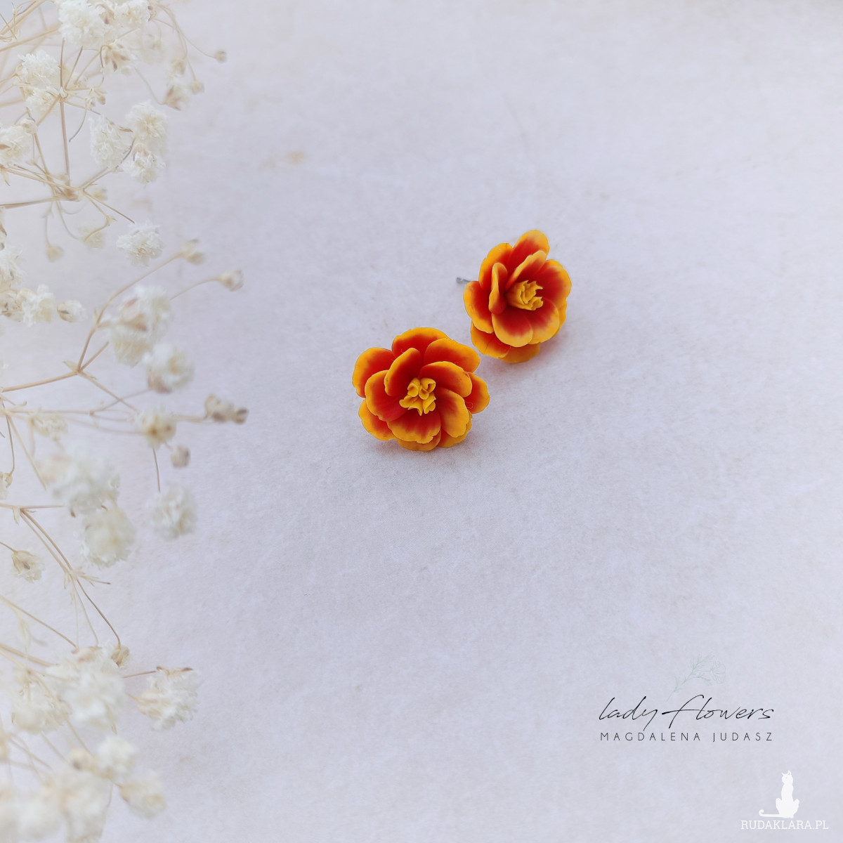 Jesienne kolczyki z nagietkami