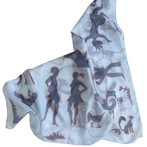 Ręcznie malowana apaszka jedwabna Sylwetki