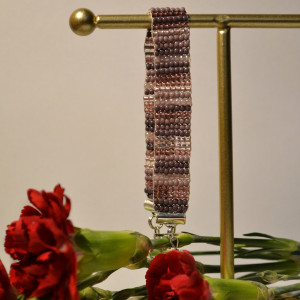 Bransoletka tkana z koralików (brązy)