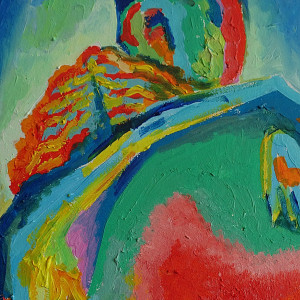 obraz olejny kolorowy para zakochanych