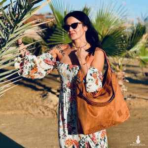 Torba typu worek z eko zamszu "Mili Chic MC7"- miedziany brąz