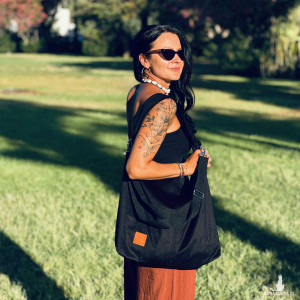 Torba typu worek z eko zamszu "Mili Chic MC7"- czarna