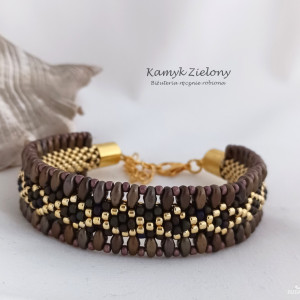 Bransoletka "gąsieniczka" brązowo-złota