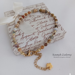 Bransoletka z kamieni naturalnych - opal żółty, stal