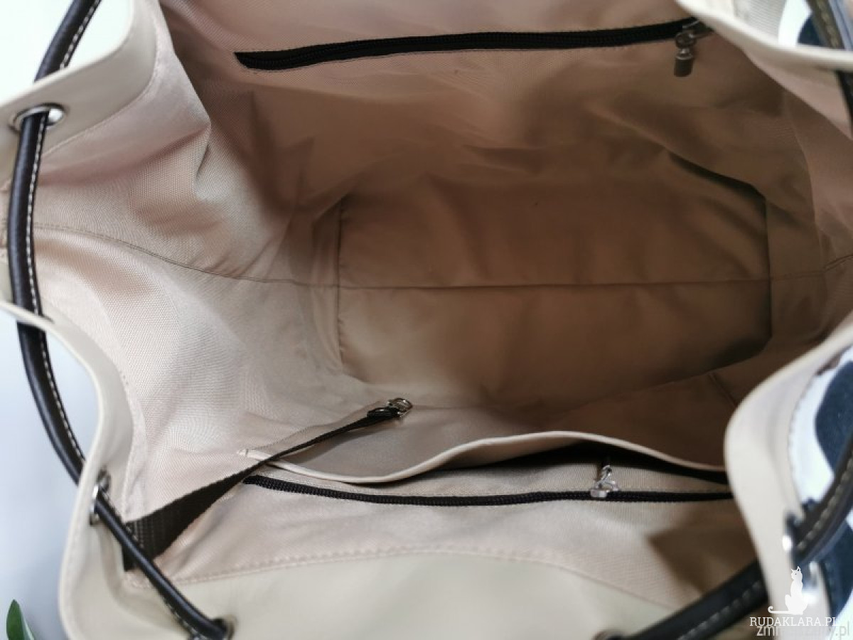 Duża torba damska bucket bag w grochy 3