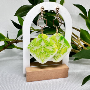 kolczyki Boho zielone kwadraty