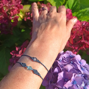 SUPER PEŁNIA labradoryt i ulaksyt w makramie bransoletki plecione makramowe