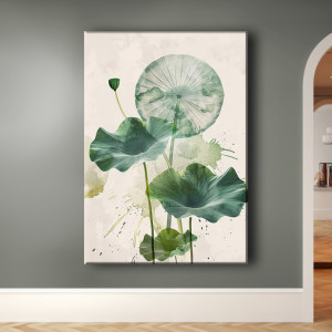 Lotus - Obraz na płótnie 50x70cm - Druk Blejtrama - Chiński Orient, Zen #4 - możliwe inne rozmiary