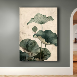 Lotus - Obraz na płótnie 50x70cm - Druk Blejtrama - Chiński Orient, Zen #5 - możliwe inne rozmiary