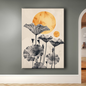 Lotus - Obraz na płótnie 50x70cm - Druk Blejtrama - Chiński Orient, Zen #16 - możliwe inne rozmiary