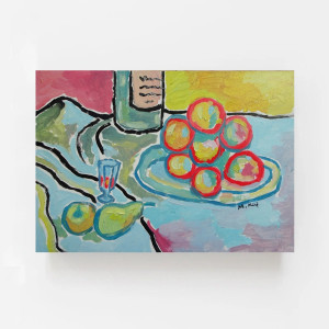 obraz  kolorowy martwa natura z winem