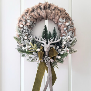 Wianek futerkowy Srebrny renifer