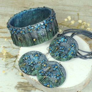 Niezapominajki - duży komplet biżuterii