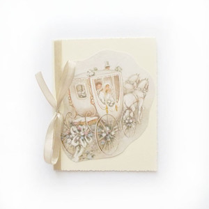 kremowa kartka na ślub, ślub kartka bez życzeń, ecru kartka z okazji ślubu, ślubna kartka z Młodą Parą, podziękowanie dla gości, ślubna kartka pastelowa