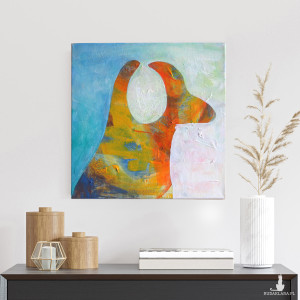 Kolorowy Pies, obraz namalowany na płótnie