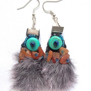 kolczyki etniczne handmade- futro wraca gdy masz kaca X1
